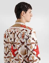 Shell-print cotton poplin martini shirt