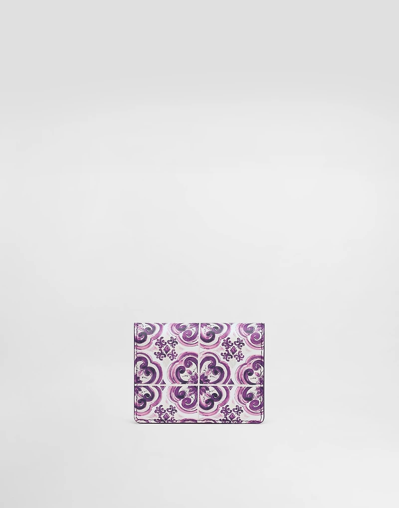 Majolica-print continental calfskin wallet