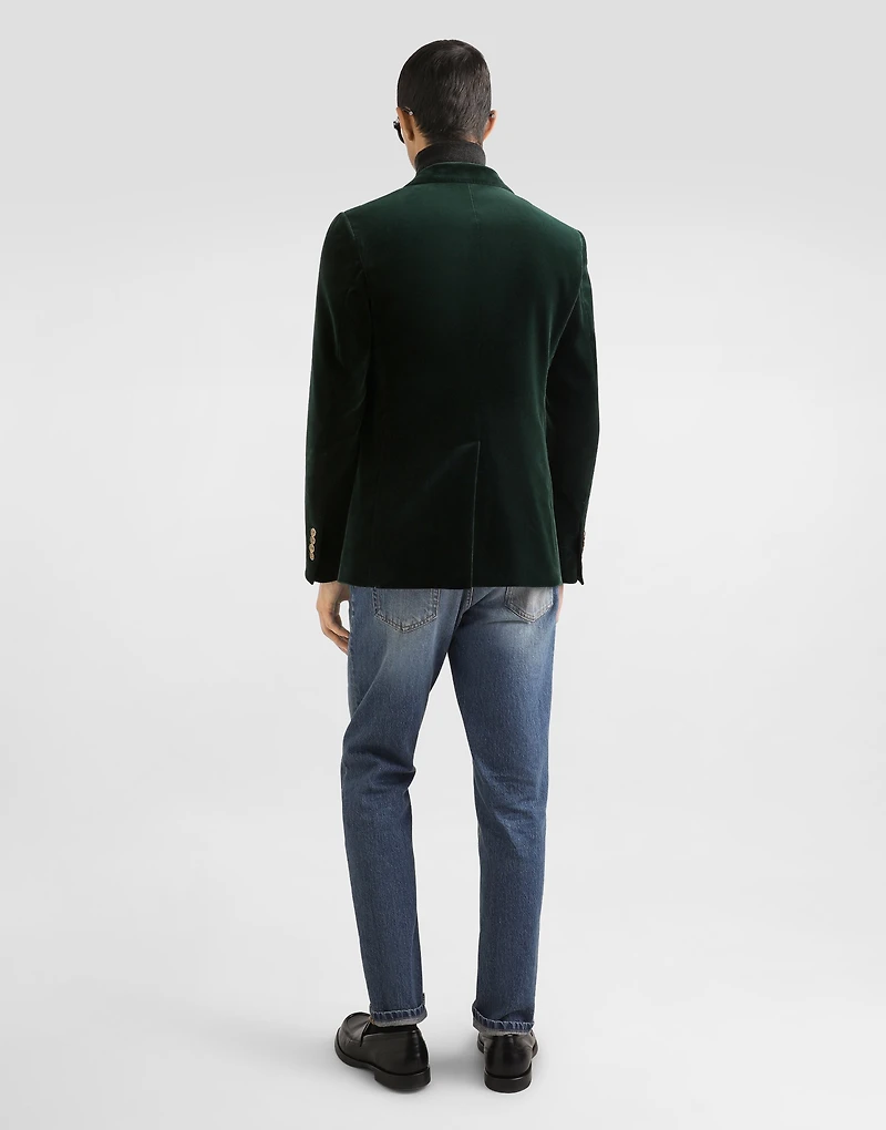 Double-breasted sicilia light cotton velvet jacket