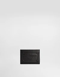 Calfskin card holder with raised logo
