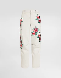 Cotton cargo pants with floral patches