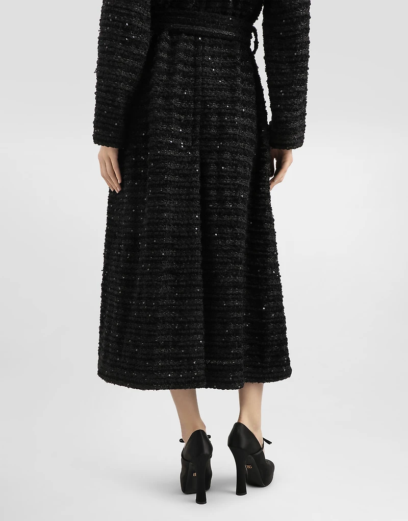 Tweed coat with micro-sequin embellishment