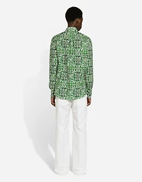 Straight-leg cotton gabardine pants