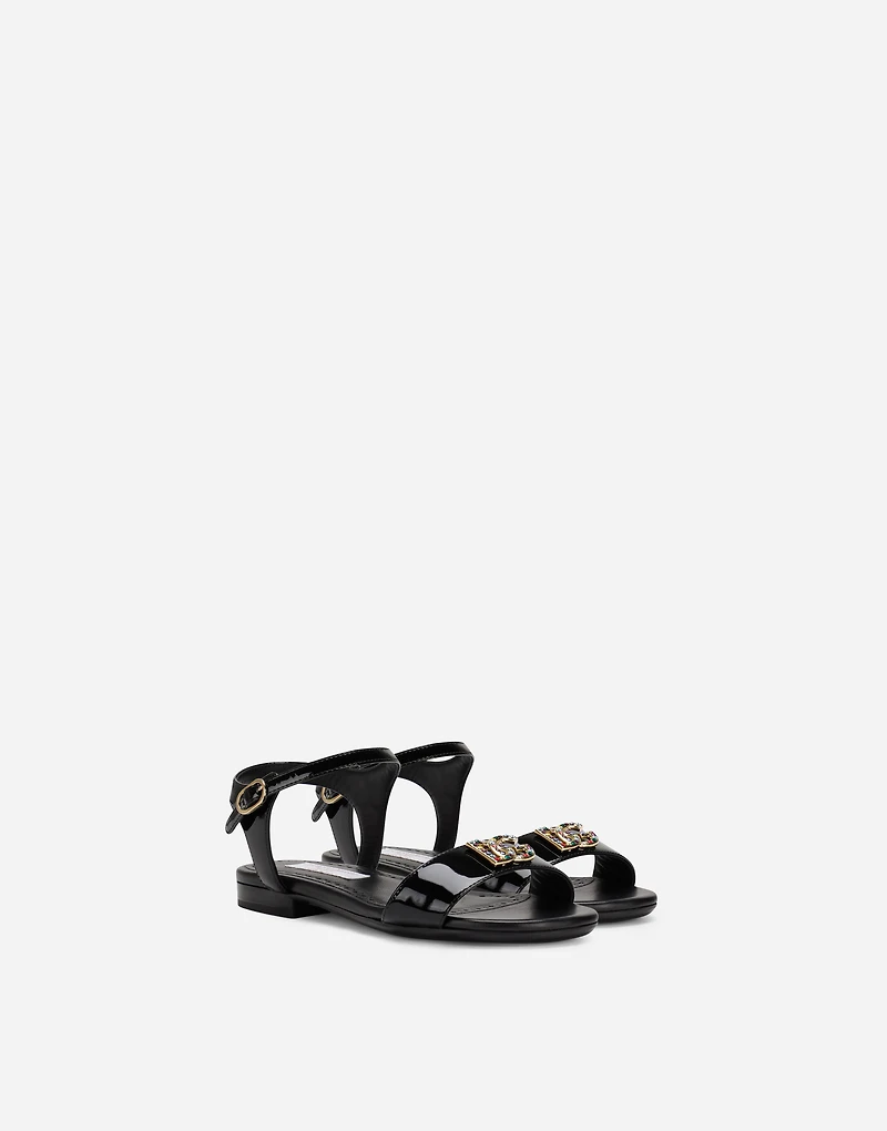 Patent leather sandals with DG logo