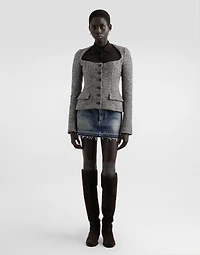 Single-breasted jacket wool chevron