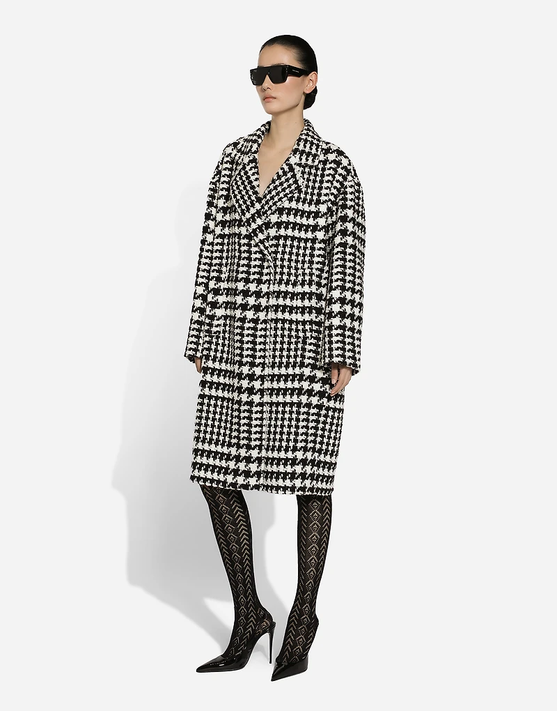 Oversize houndstooth coat