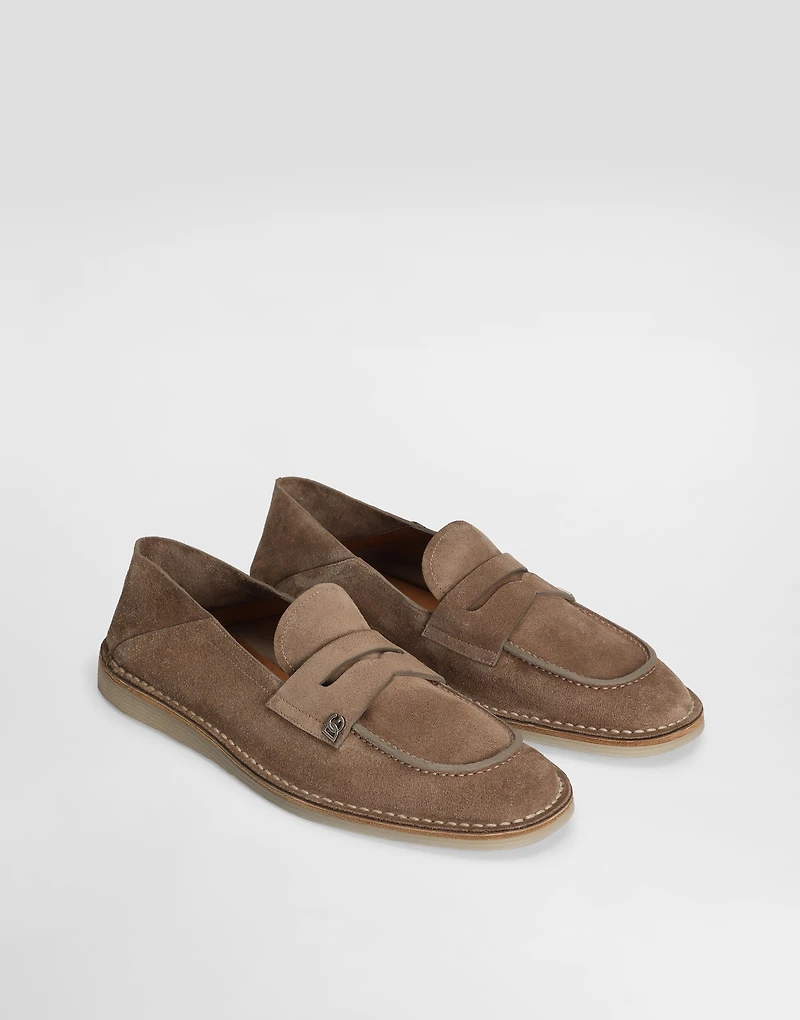 Reversed calfskin slipper