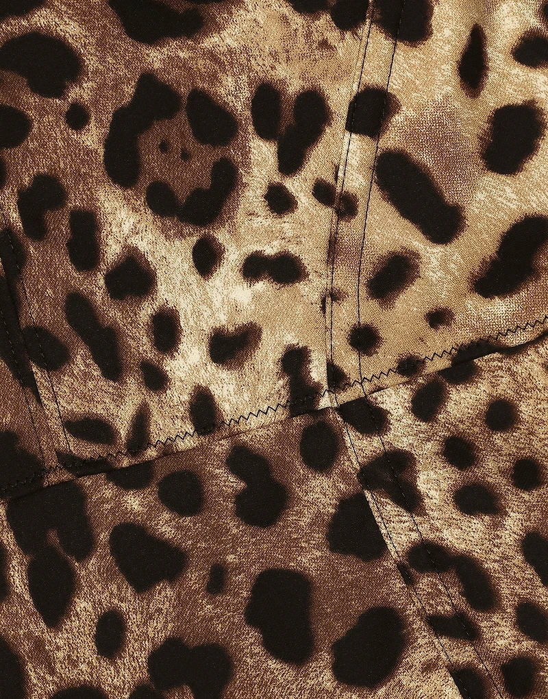 Leopard-print charmeuse bodysuit
