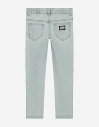 5-pocket treated denim jeans