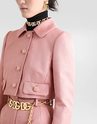 Short quilted jacquard jacket with all-over DG logo