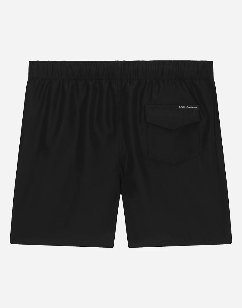 Nylon swim trunks with logo print