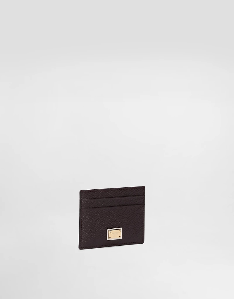 Calfskin card holder with branded plate