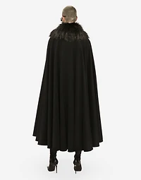 Cape with faux fur collar