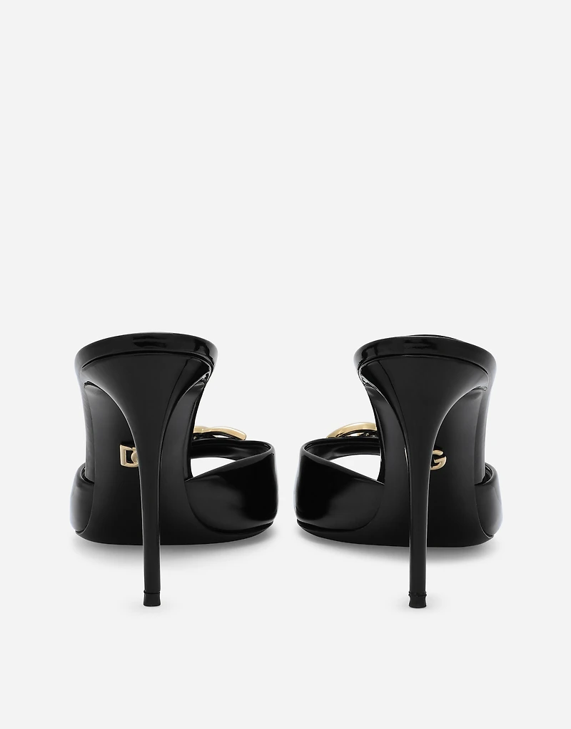 Patent leather mules with DG logo