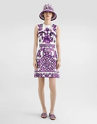 Majolica-print sleeveless dress