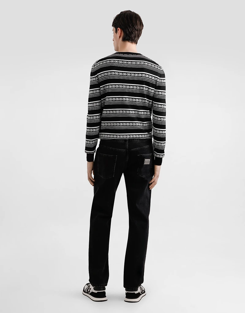 Silk crew-neck pullover with logo