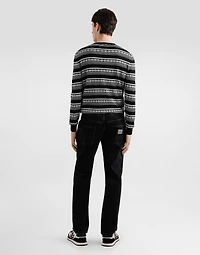 Silk crew-neck pullover with logo
