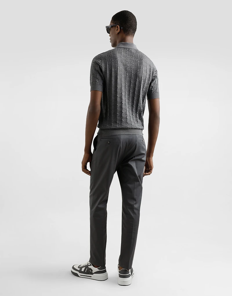 Silk polo-shirt with all-over DG logo embroidery