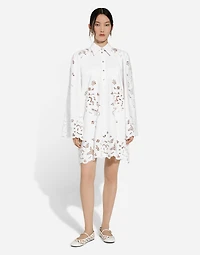 Cotton shirt dress with cut-out detailing