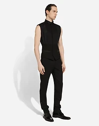 Sleeveless cotton tuxedo shirt