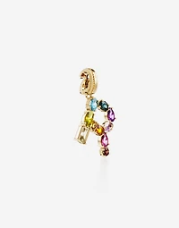 Charm R Lettering 18-carat yellow gold and multicolored gems