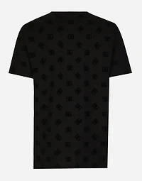 Cotton T-shirt with all-over flocked DG print