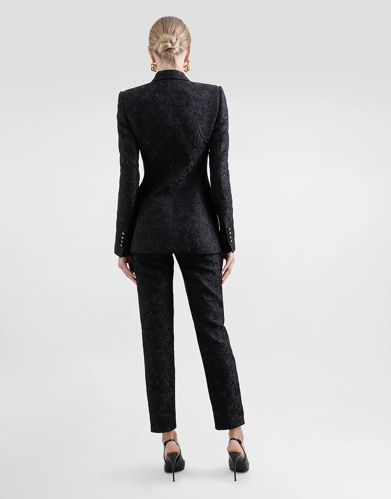 Single-breasted floral quilted jacquard Turlington jacket