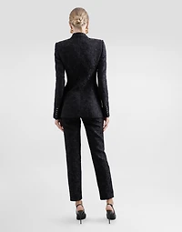 Single-breasted floral quilted jacquard Turlington jacket