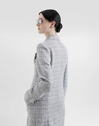 Single-breasted lamé tweed bouclé coat