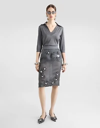 Organza midi skirt with flower embroidery