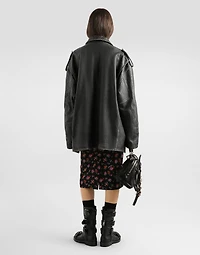 Floral-print straight skirt