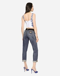 Majolica-print charmeuse corset