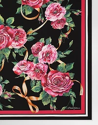 Rose-print silk twill foulard (90x90)