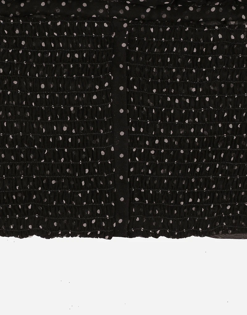 Chiffon top with polka-dot print and scarf detail