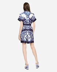 Majolica-print twill pajama shorts