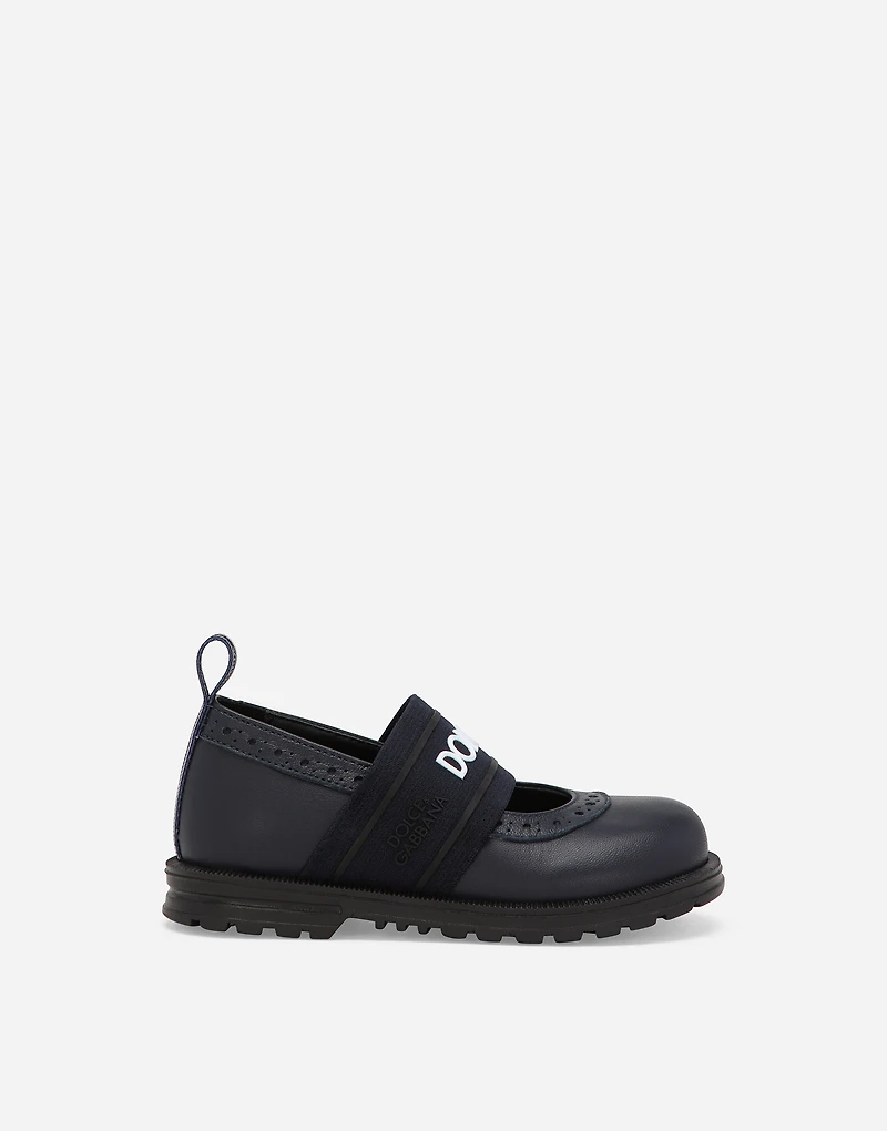 Calfskin nappa ballet flats with branded elastic