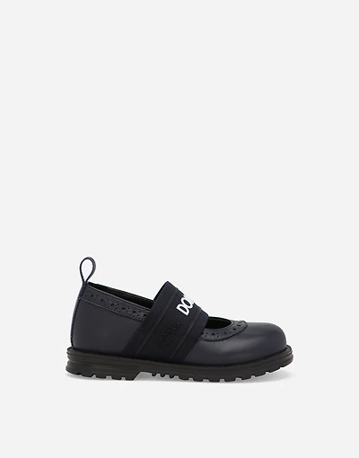 Calfskin nappa ballet flats with branded elastic
