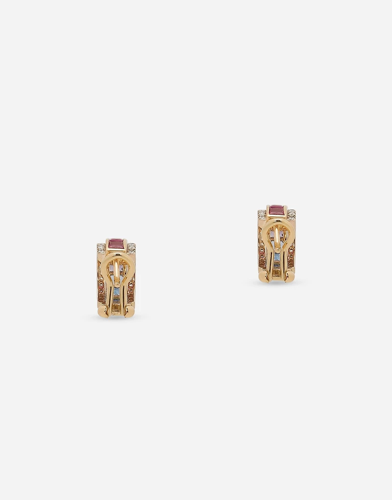  Rainbow Earrings 
 18 carat yellow gold, multicolored sapphires and diamonds
