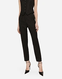 High-waisted pinstripe twill pants