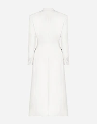 Long double-breasted wool cady coat