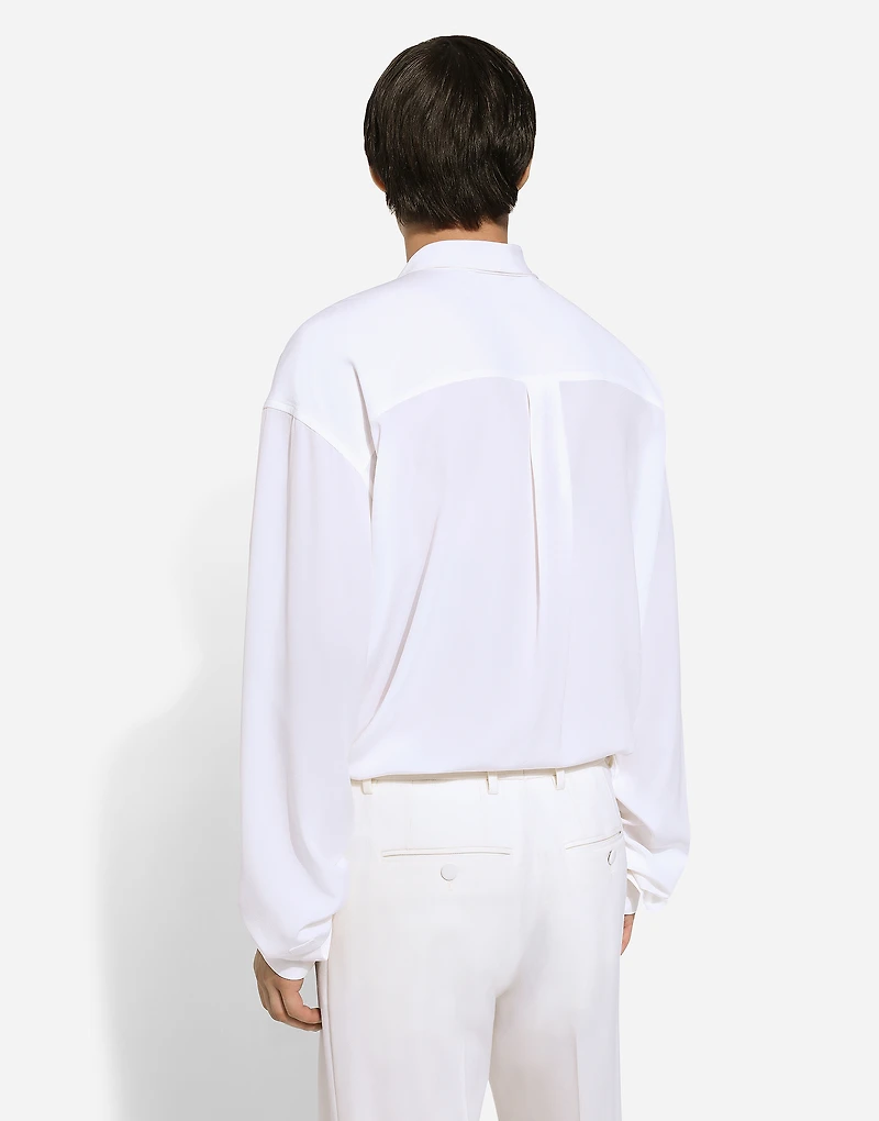 Crepe de chine silk shirt with scarf detail