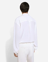 Crepe de chine silk shirt with scarf detail