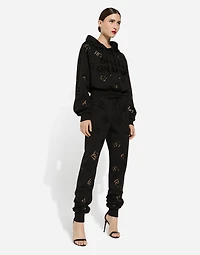 Jersey jogging pants with cut-out and DG logo