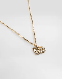 Fine link necklace with rhinestone-detailed DG logo