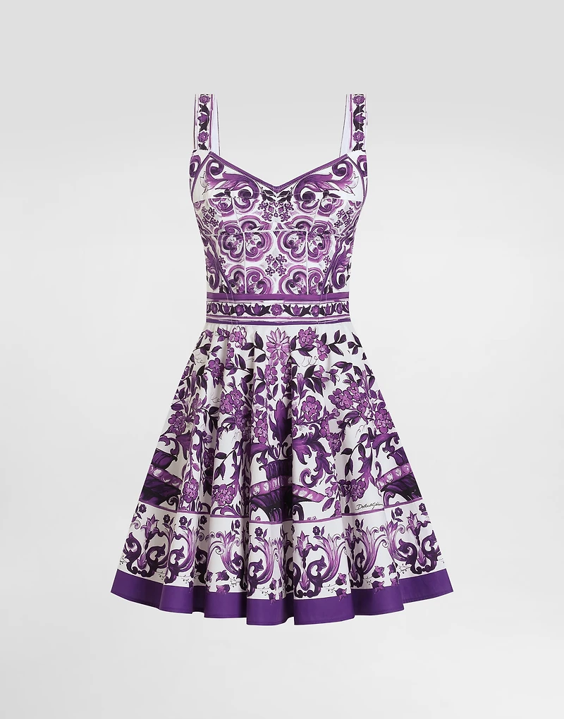 Majolica-print poplin dress