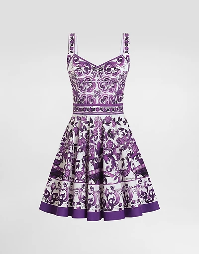 Majolica-print poplin dress