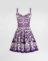 Majolica-print poplin dress