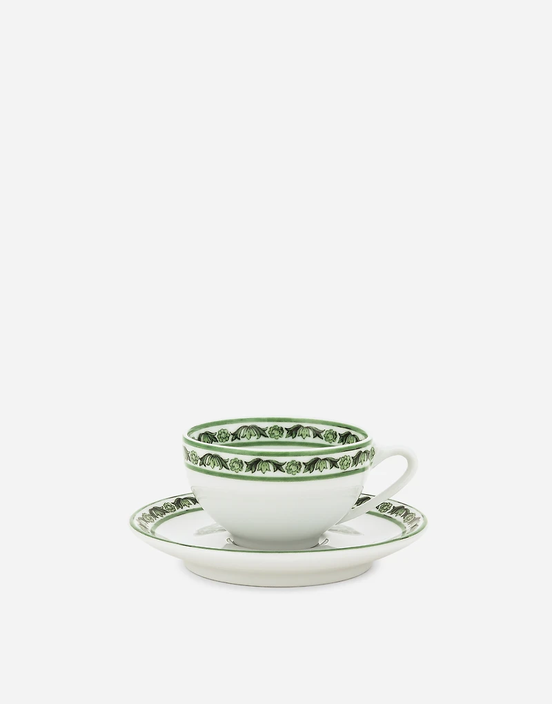 Set 2 Porcelain Espresso Cups with Saucers