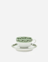 Set 2 Porcelain Espresso Cups with Saucers