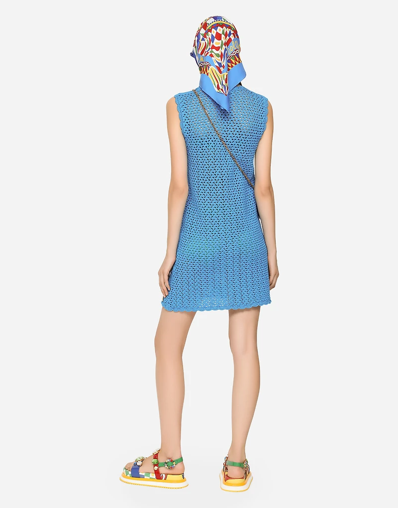 Short sleeveless crochet dress